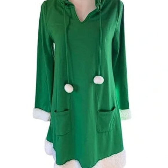 Women’s Derek Heart Christmas Holiday green hooded elf dress Size: Large - Picture 1 of 1